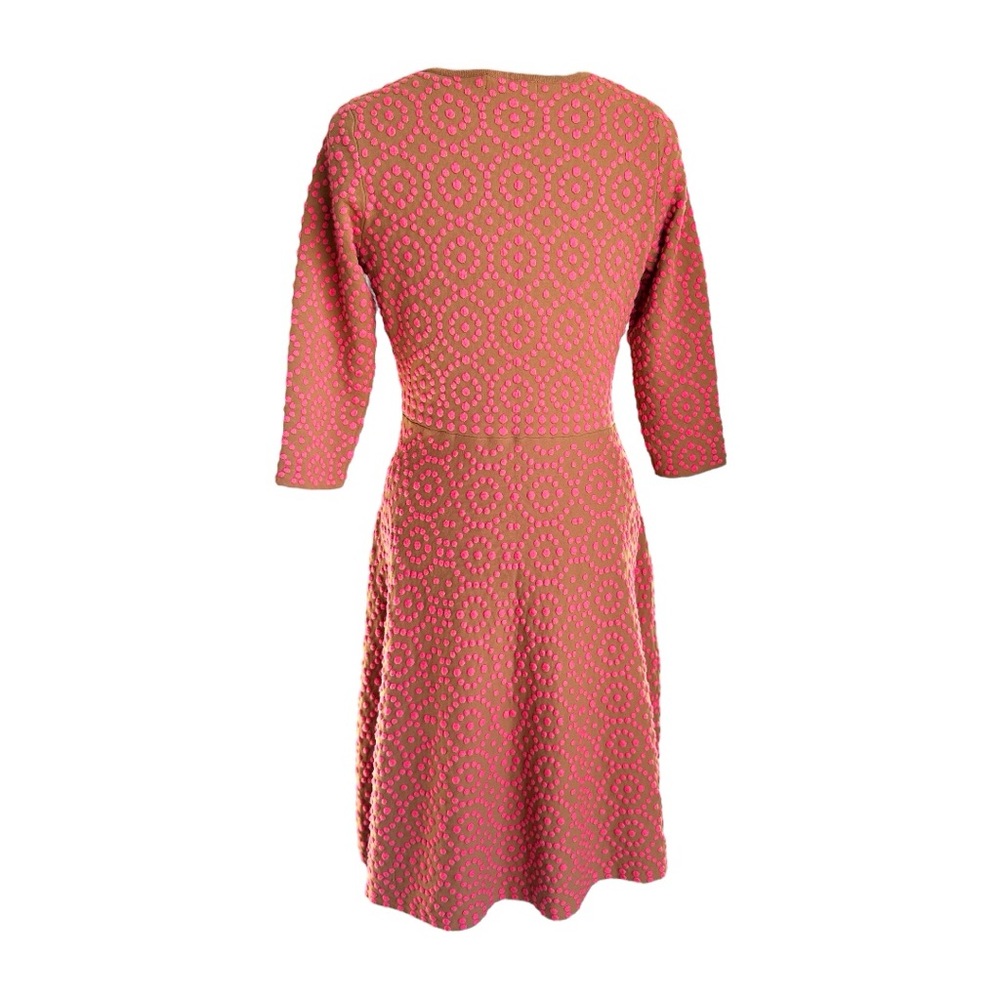 Boden Pink and Tan Midi Dress with 3/4 Sleeves and V-Neck - Picture 8 of 10